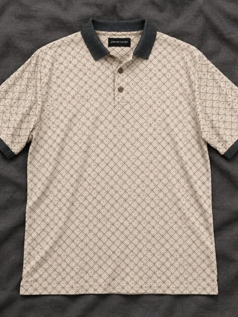 Vintage 90s Pierre Cardin Men's L Geometric Cotton Polo Shirt Hong Kong